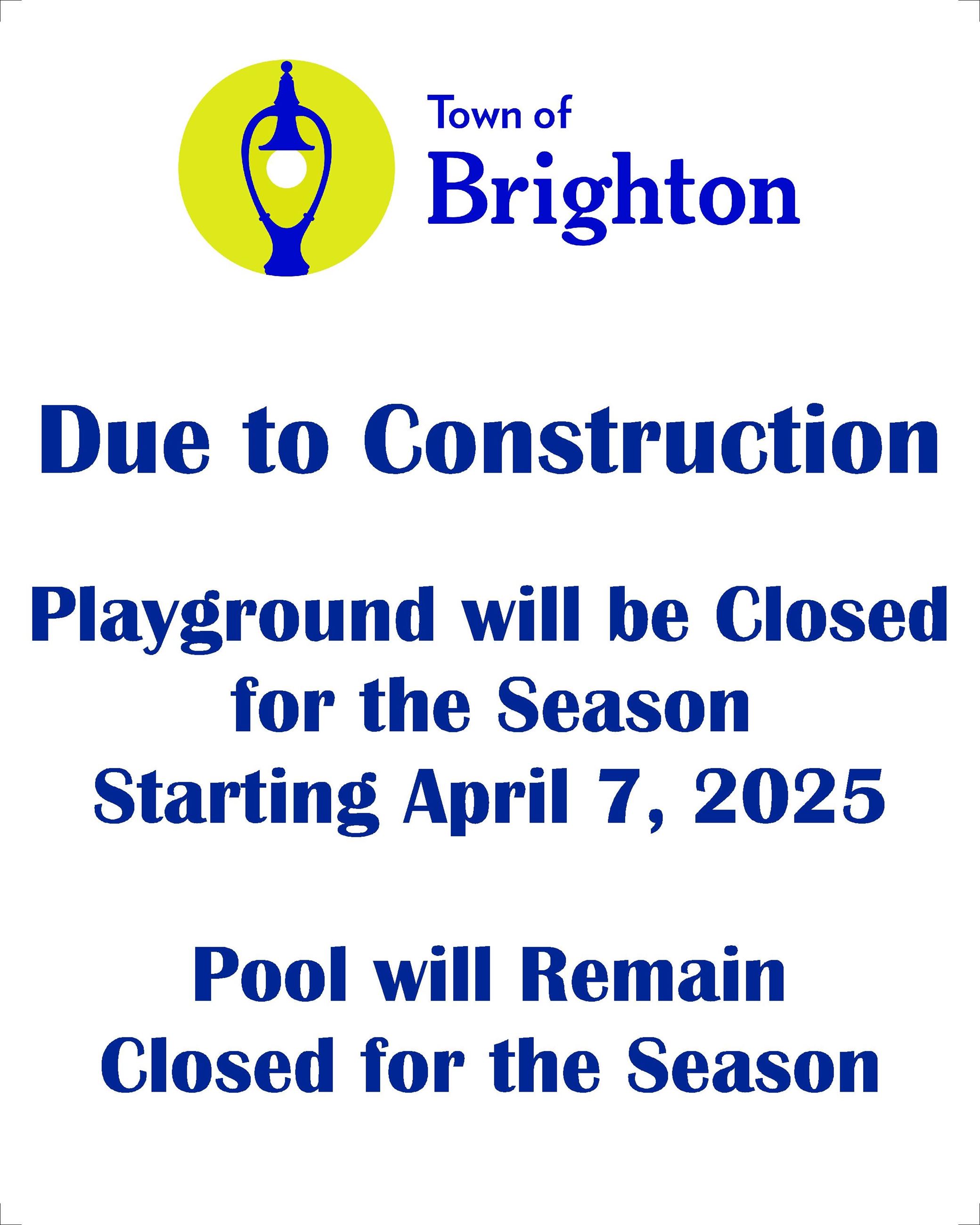 Playground Closed Sign 24x30